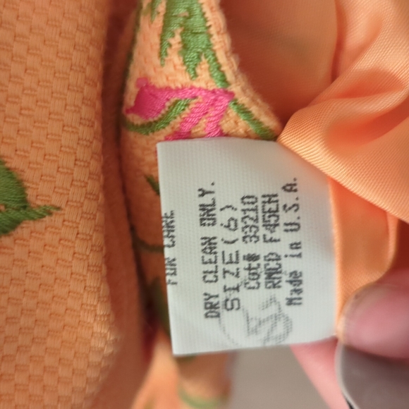 Vintage peach dress flowers & vines - Picture 9 of 10